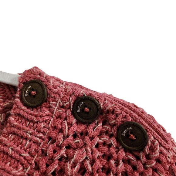 Barbour Sweater Womens 12 Pink Rogan Chunky Knit Pullover Button Detail - Picture 2 of 9